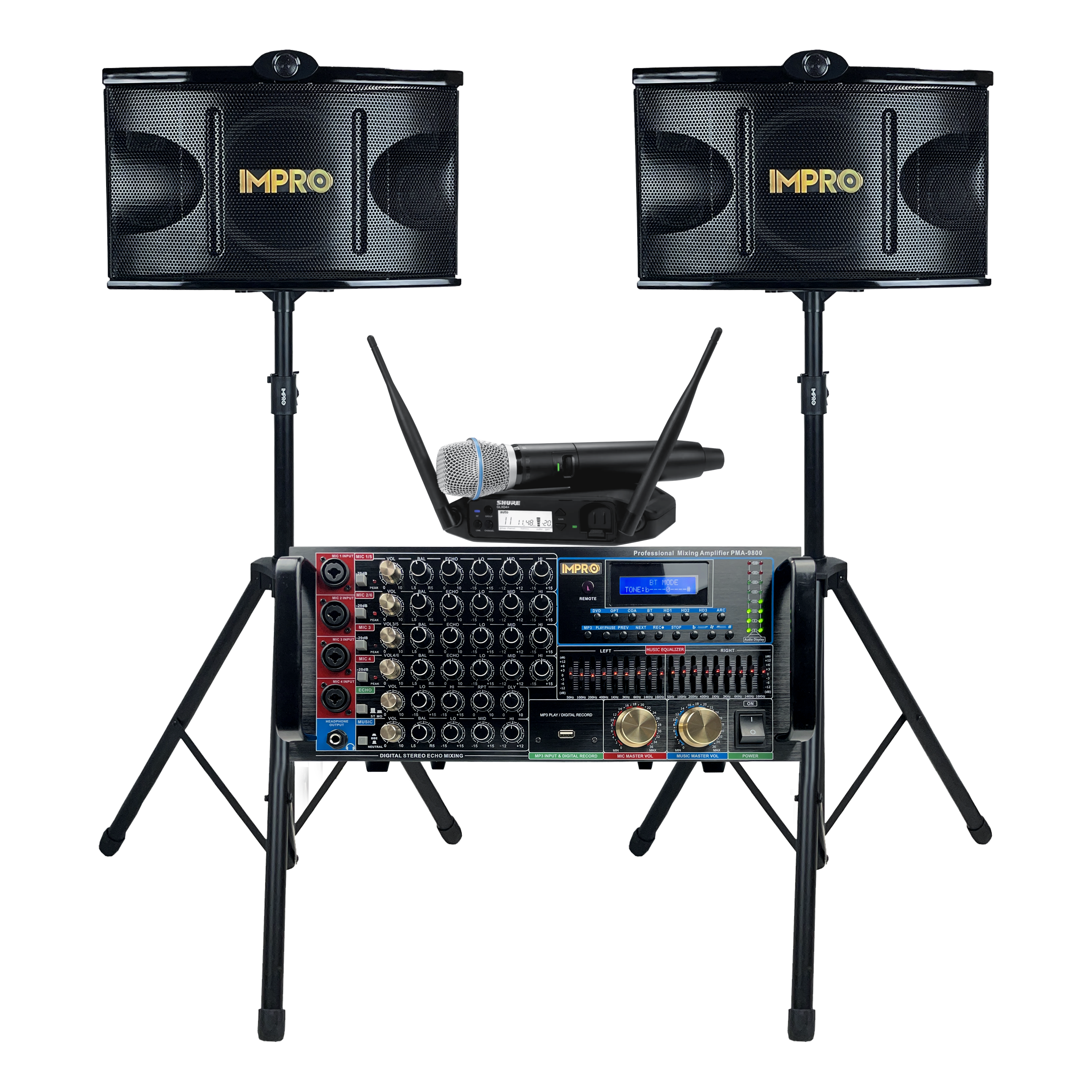 Ultra Elite Bundle with Mixing Amplifier, Speakers, SHURE GLXD24+ Microphones, and Accessories (4 items)