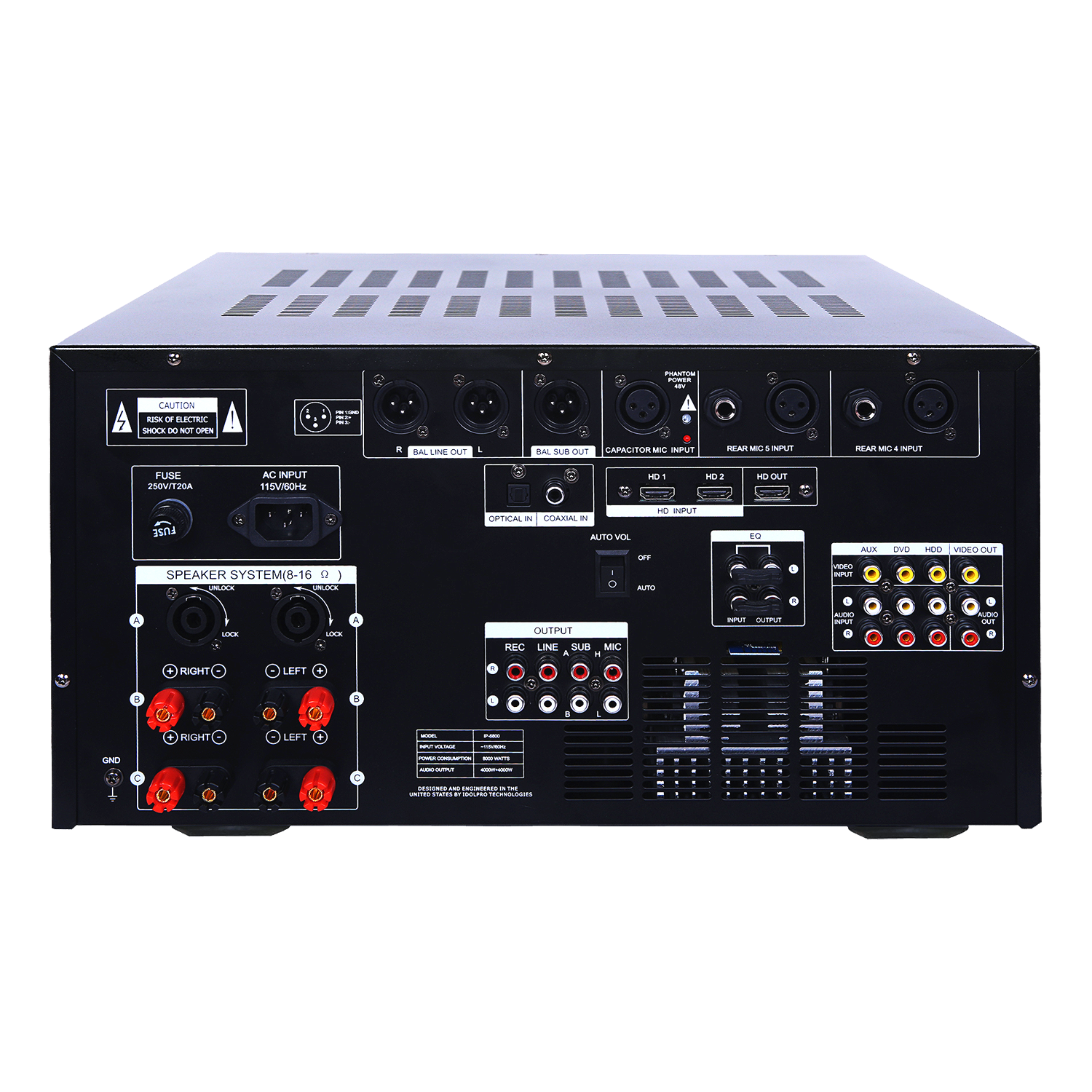 IDOLmain IP-6800 Professional Digital Echo Console Karaoke Mixing Amplifier