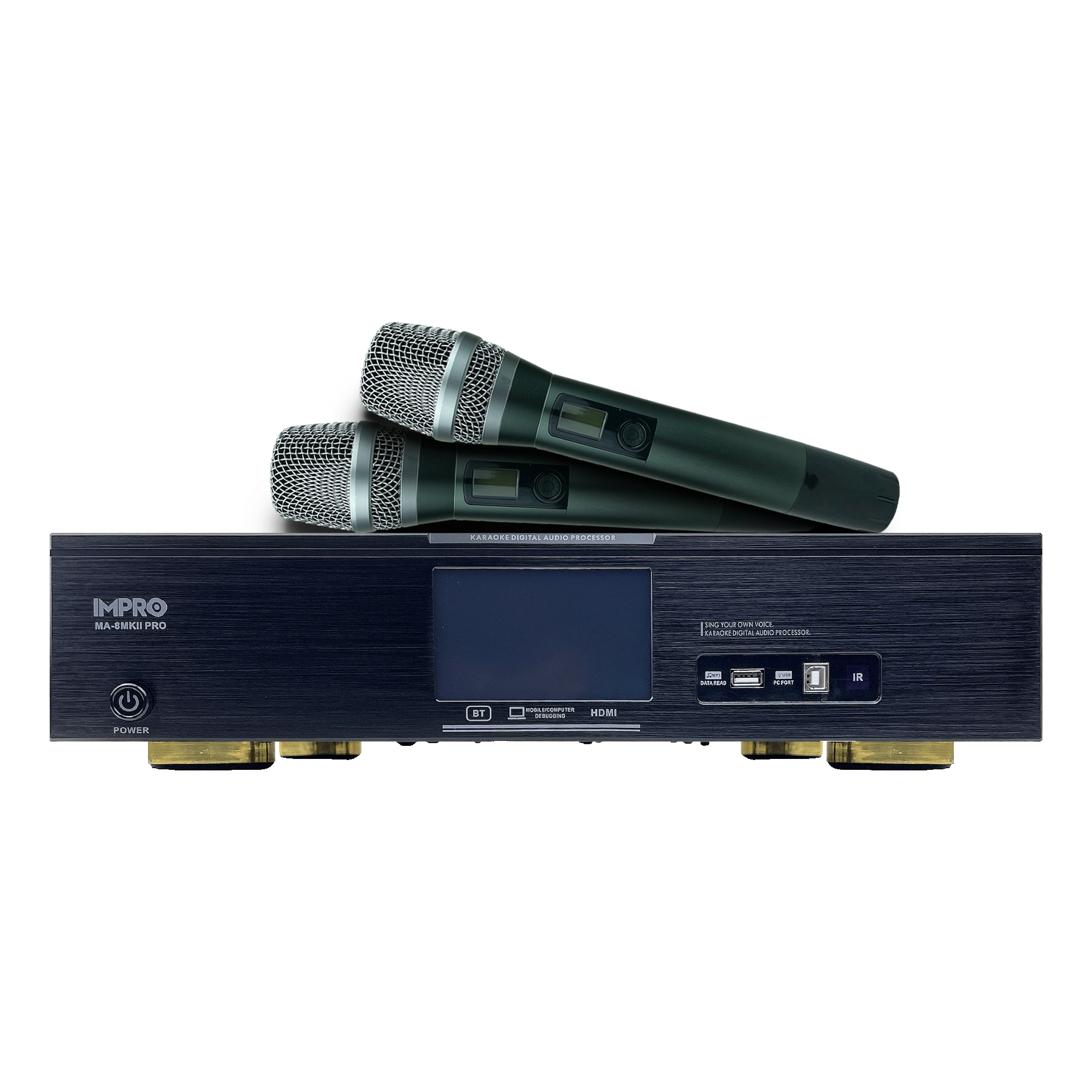 ImPro MA-8MKII 1800W 5-in-1 Karaoke Amplifier: Mixer, Equalizer, Feedback Reducer, and 2 Wireless Mics - Premium Sound for Ultimate Singing Experience