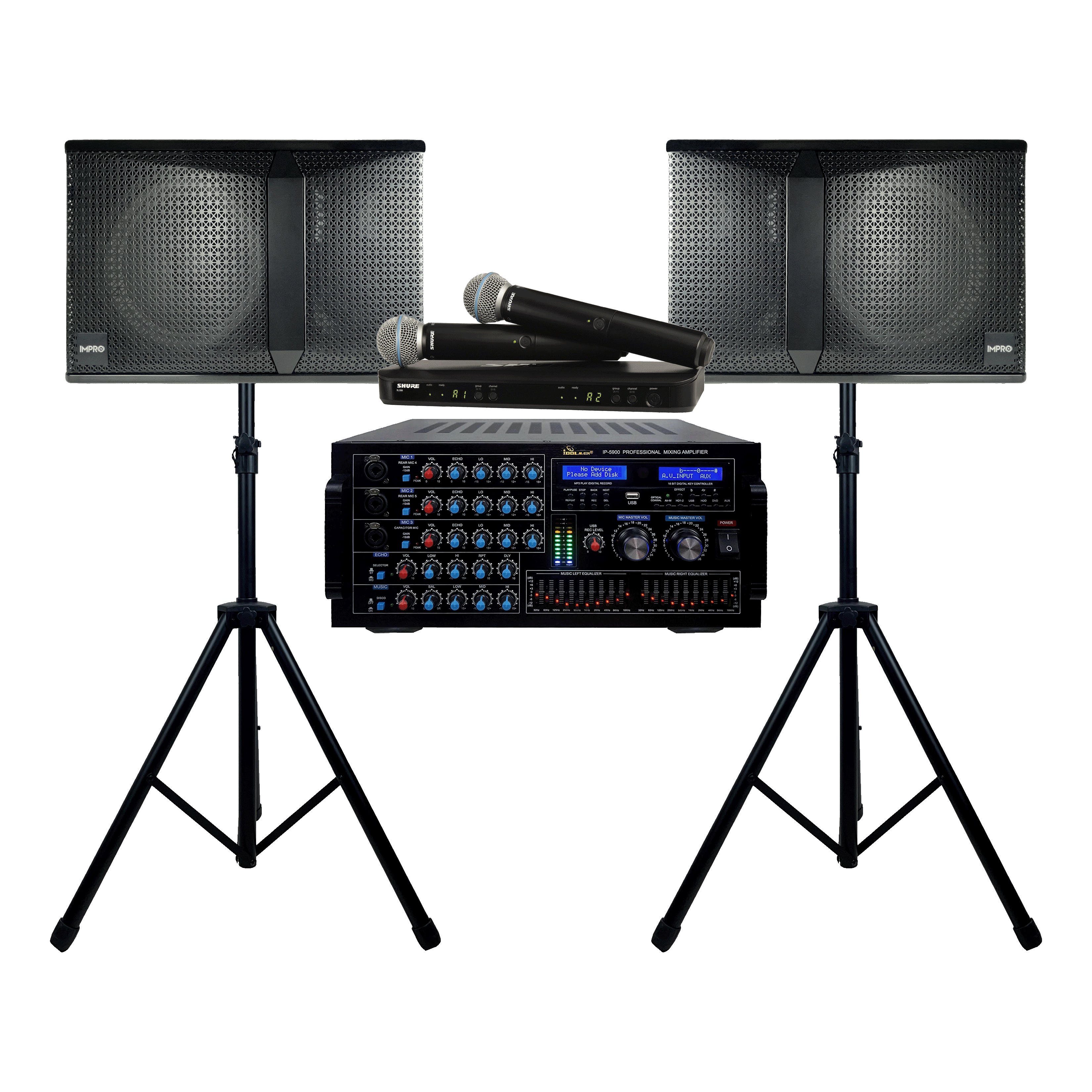 The Main Stage Package with Mixing Amplifier, Speakers, Microphones, and Accessories (5 items)