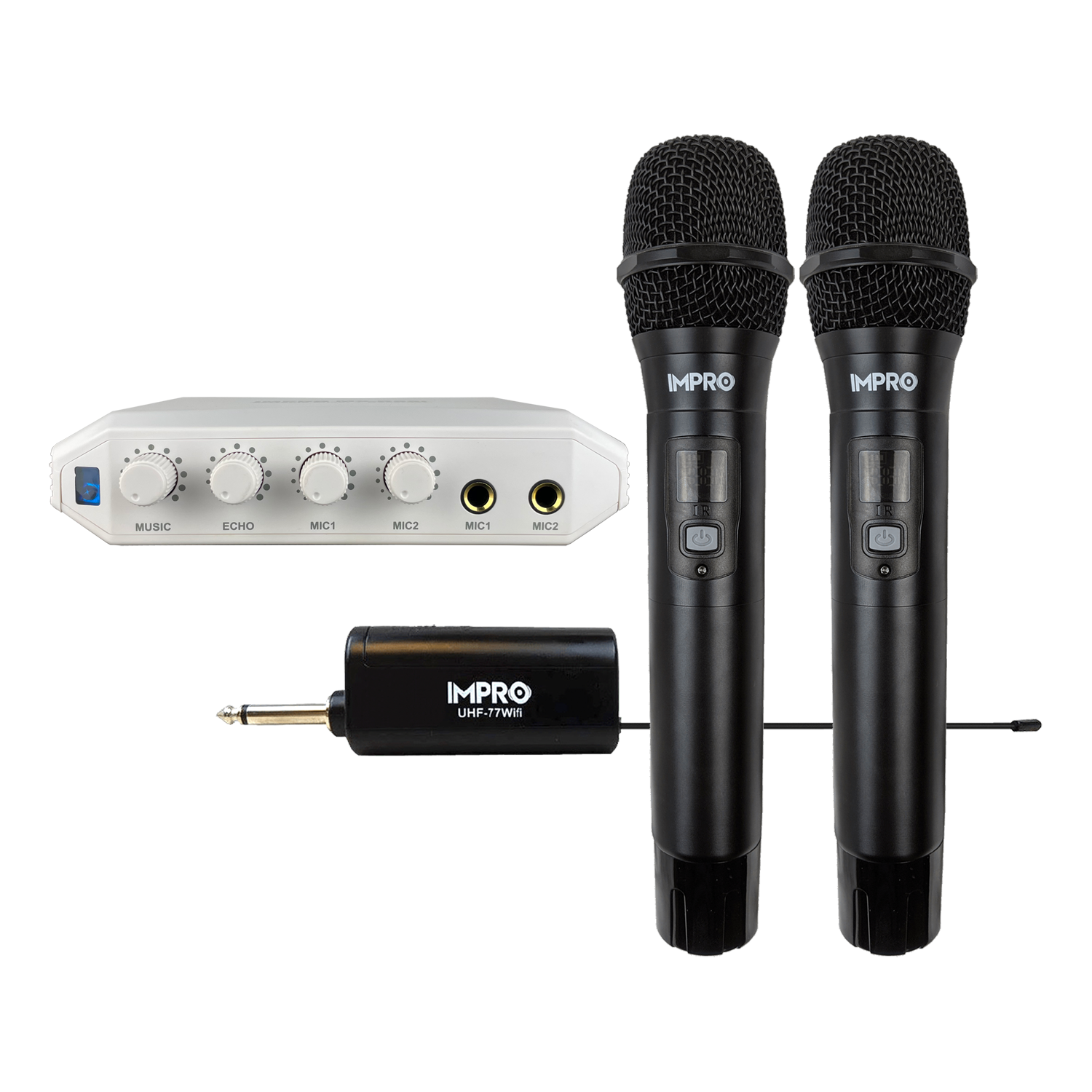 Karaoke Kickstart Dual Bundle: ImPro UHF Wireless Microphones & MX-R88i Compact Mixer
