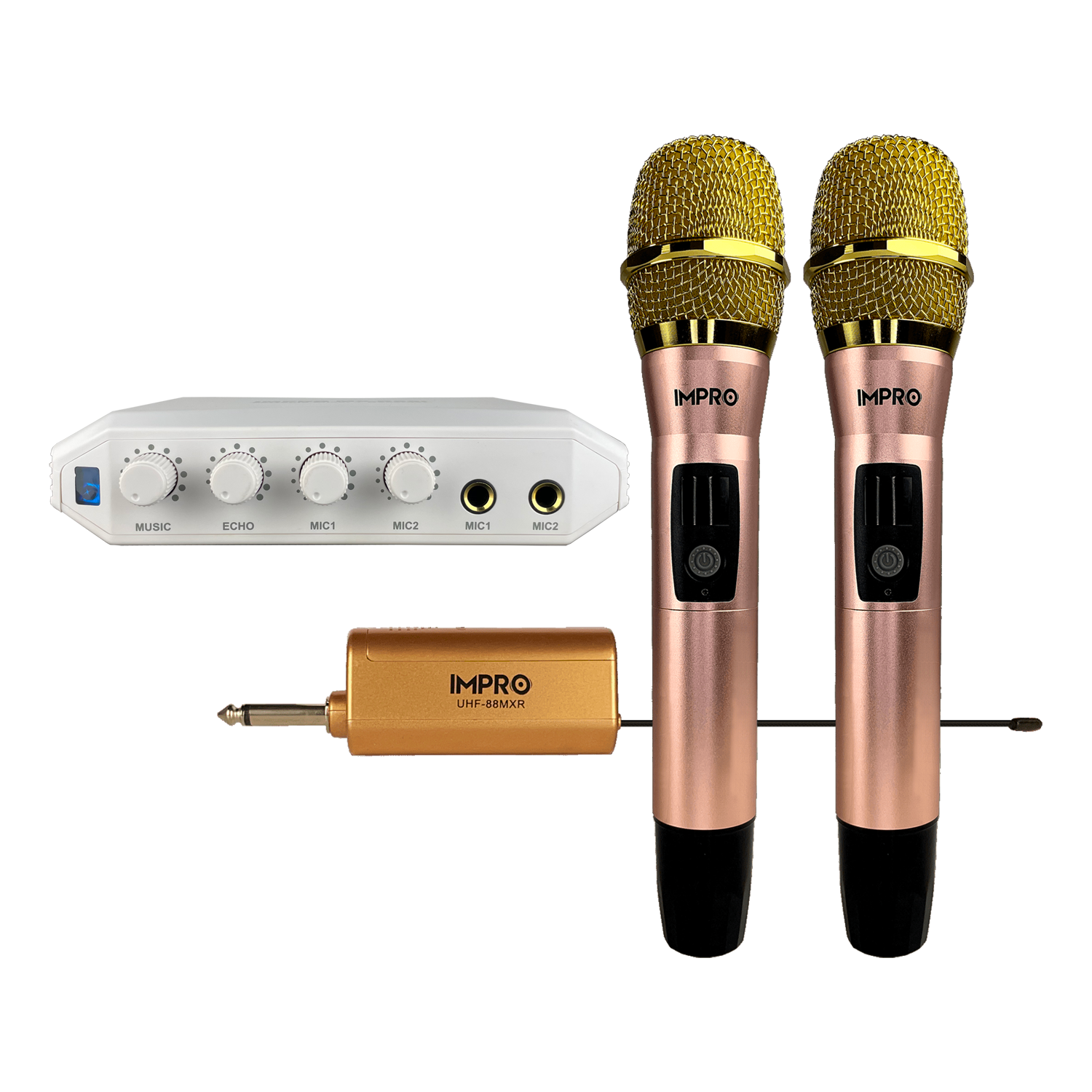 Karaoke Kickstart Dual Bundle: ImPro UHF Wireless Microphones & MX-R88