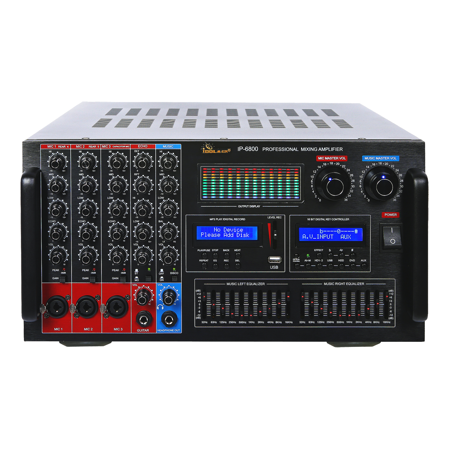 IDOLmain IP-6800 Professional Digital Echo Console Karaoke Mixing Amplifier