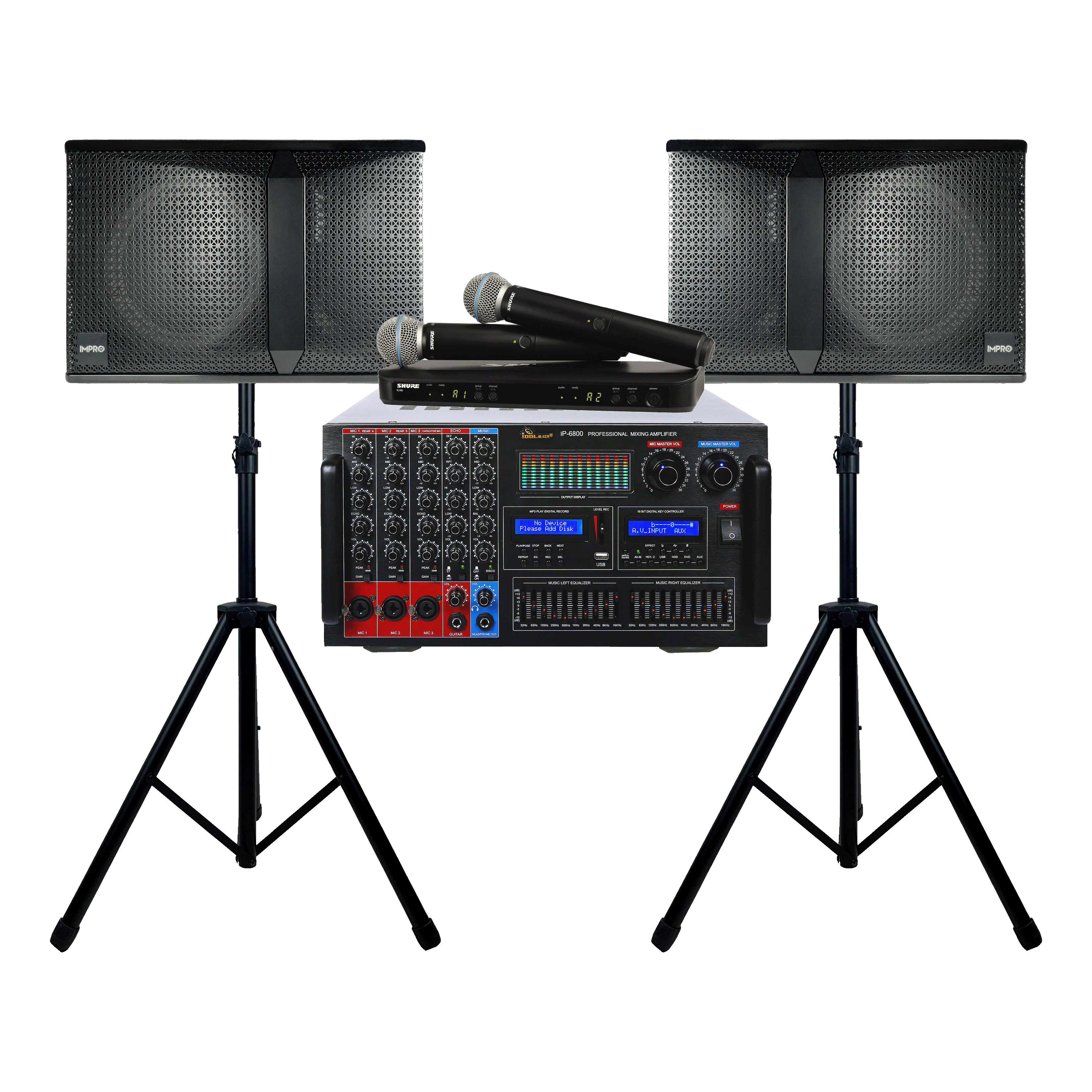 IDOL Legend Plus Package with Mixing Amplifier, Speakers, Microphones, and Accessories (5 items)