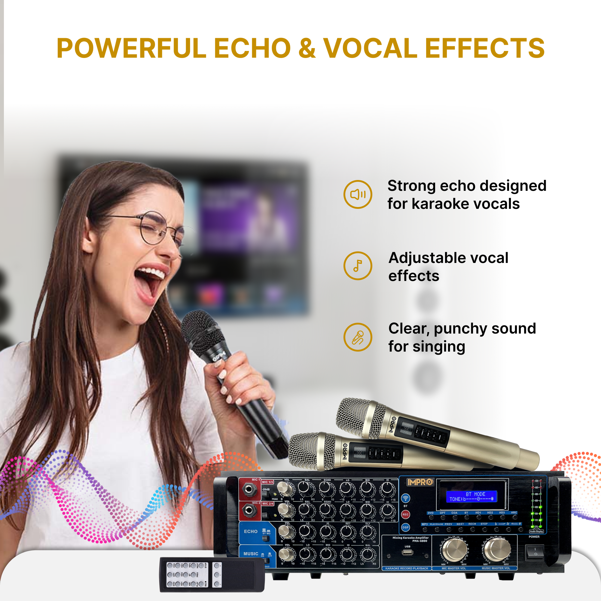 ImPro PMA-6800 800W Mixing Amplifier Bundle with ImPro UHF-88II Wireless Microphones