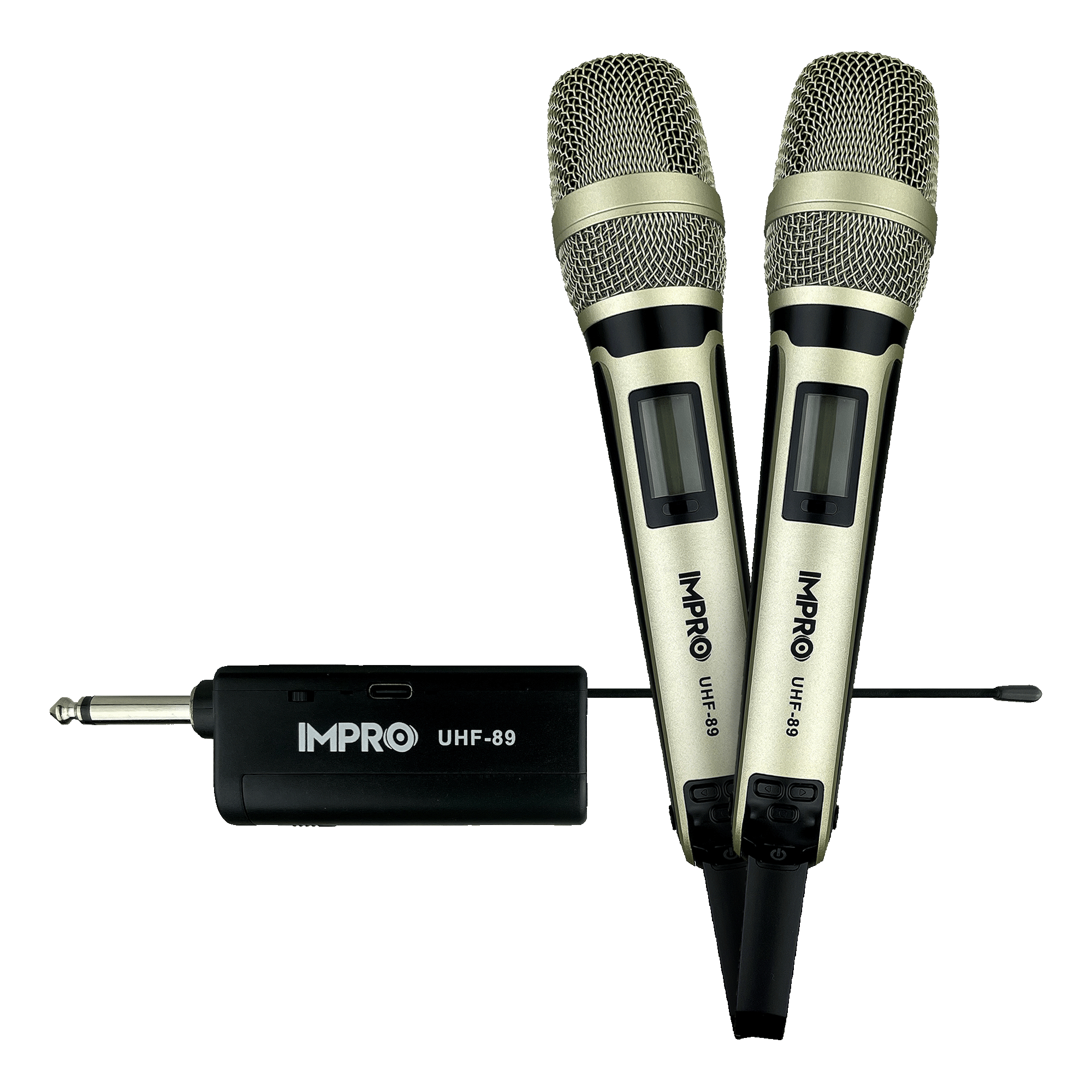 ImPro UHF-89 Dual Wireless Microphones for Karaoke & Events – 20 Selectable Channels, On-Mic Volume Control