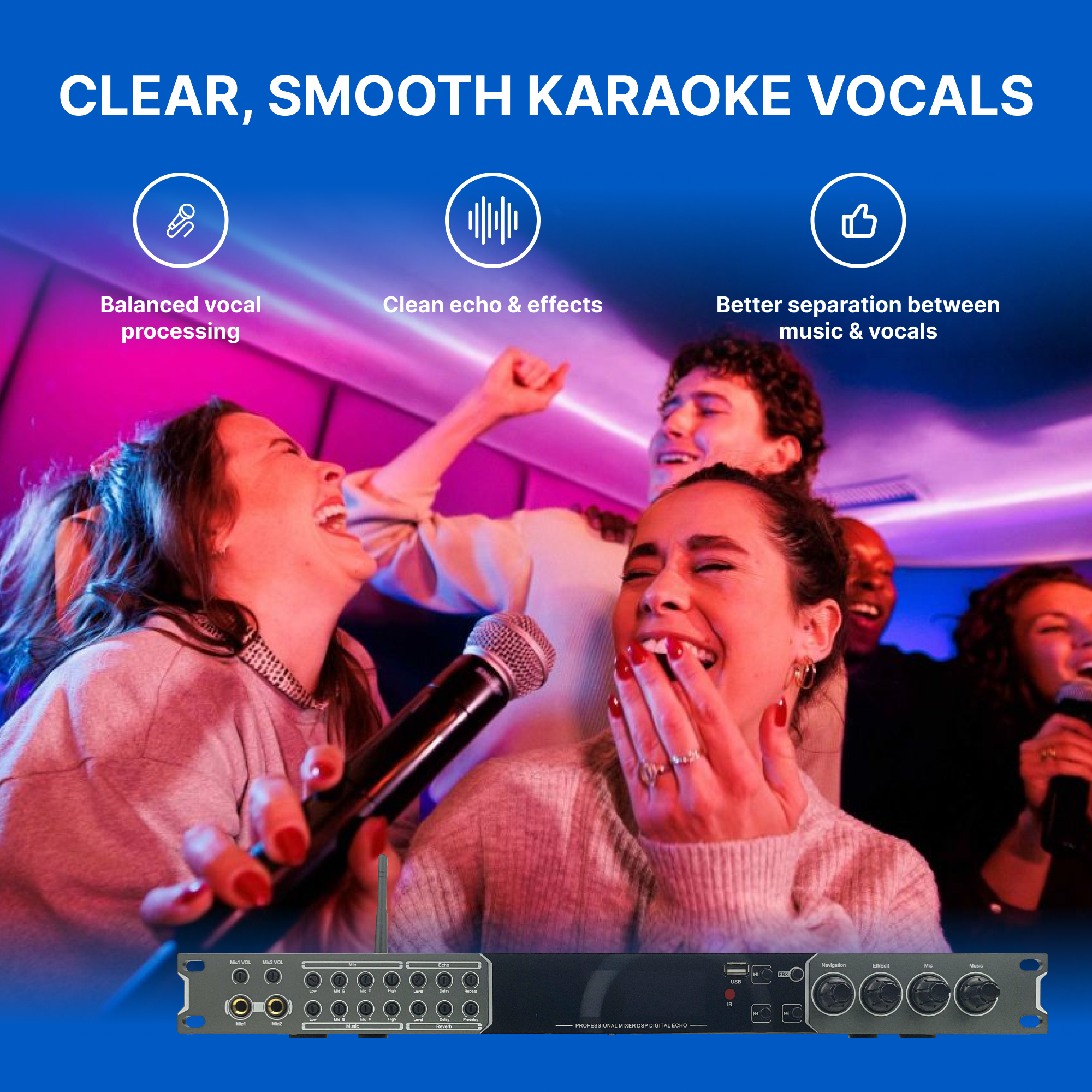 MX-9 Karaoke Mixer with Audio Processor