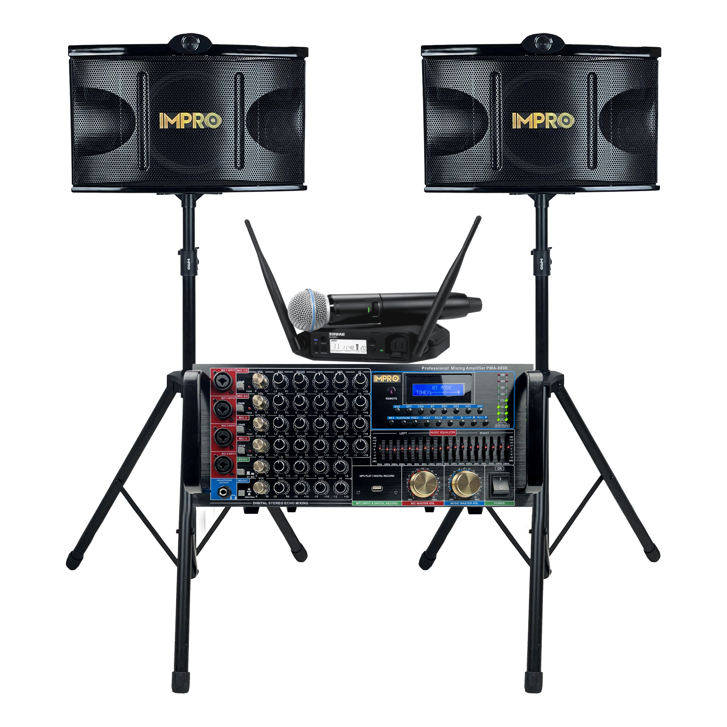 Ultra Elite Bundle with Mixing Amplifier, Speakers, SHURE GLXD24+ Microphones, and Accessories (4 items)