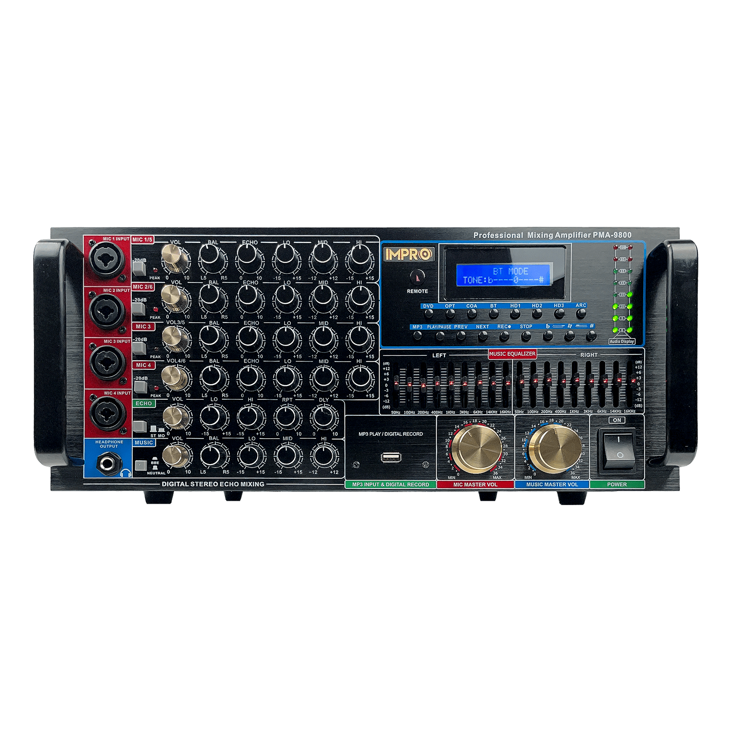 ImPro PMA-9800 Elite Professional 1600W Karaoke Mixing Amplifier for Smart TV Singing on Youtube