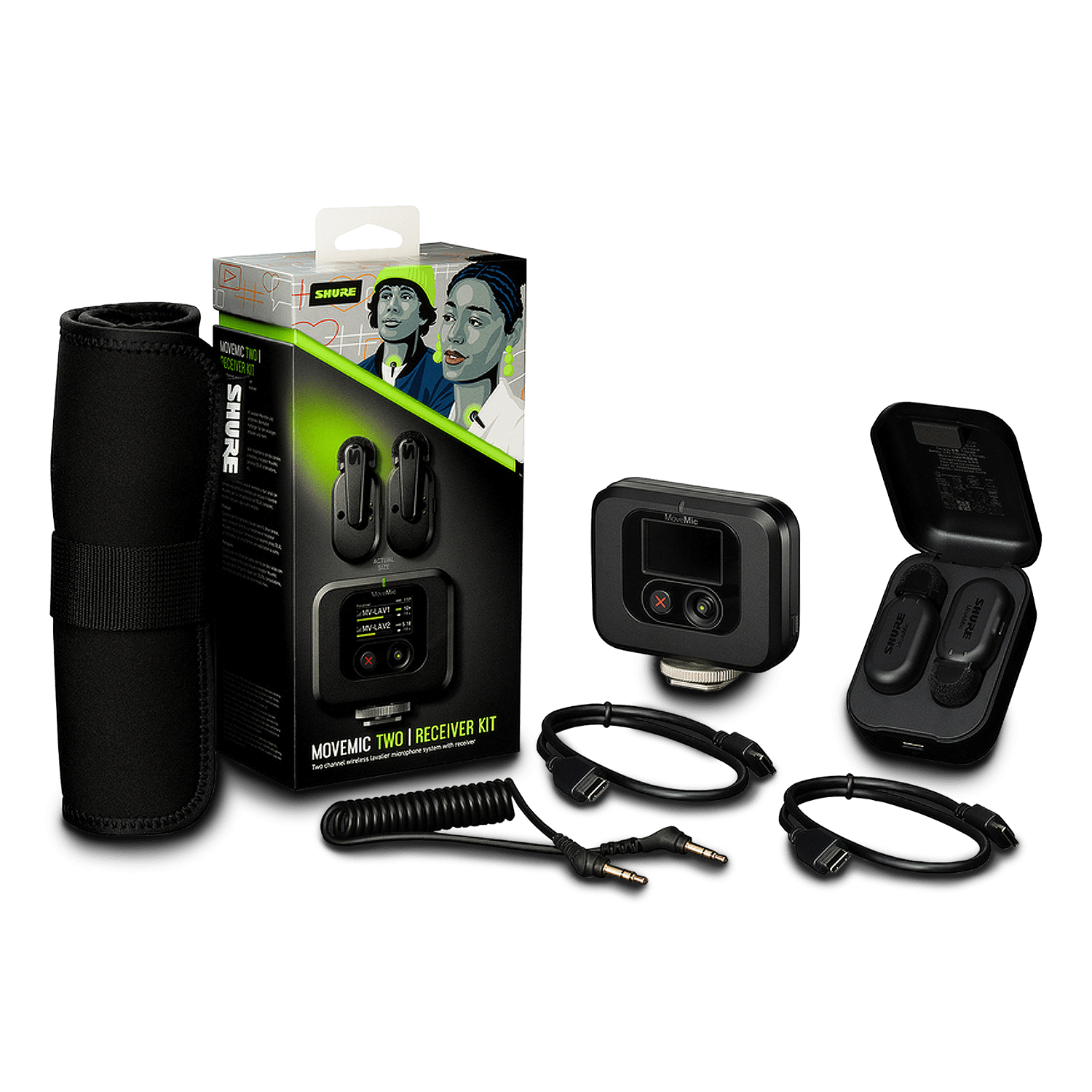 Shure MV-TWO-KIT-Z7 MoveMic Two Channel Wireless Lavalier Microphone System with Receiver