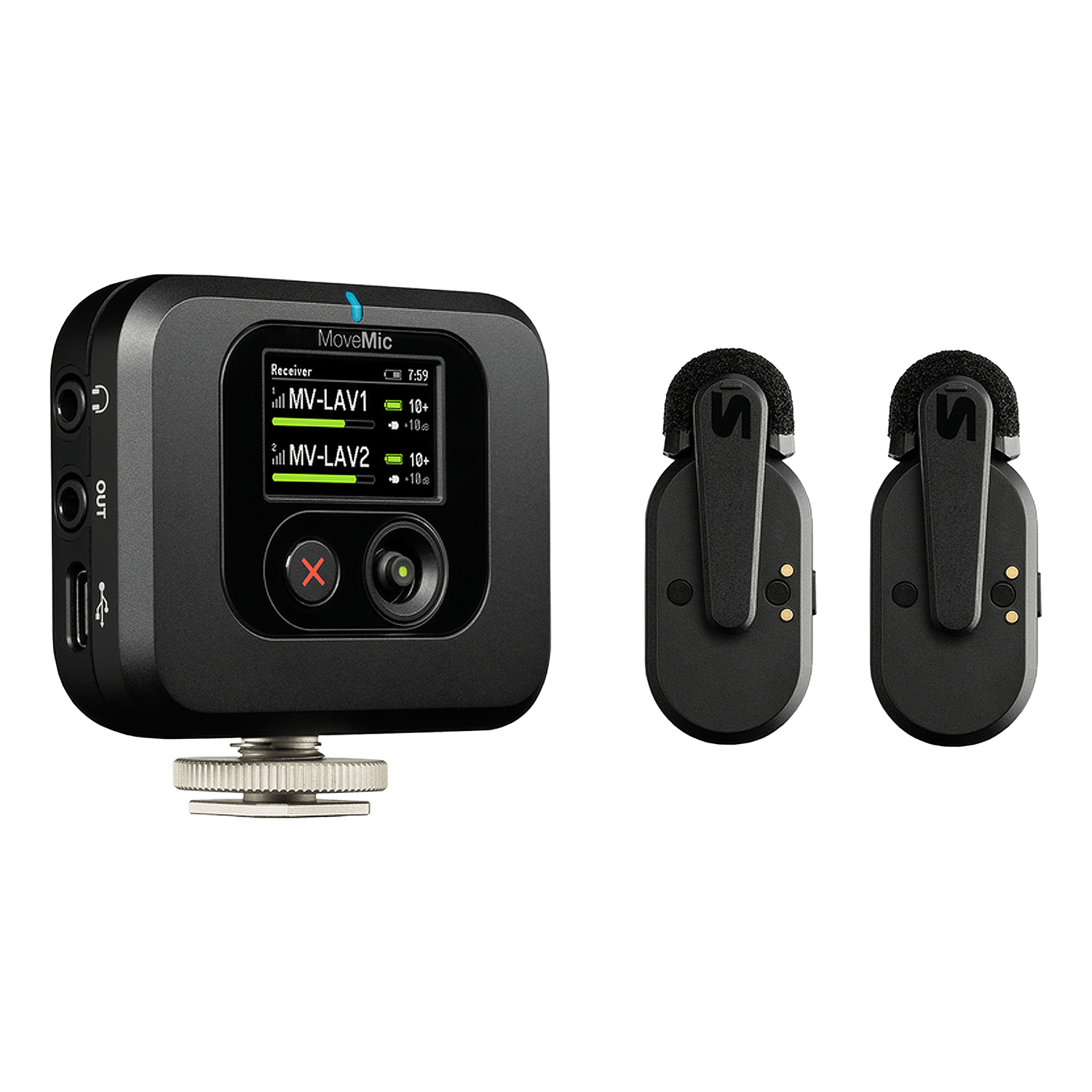 Shure MV-TWO-KIT-Z7 MoveMic Two Channel Wireless Lavalier Microphone System with Receiver
