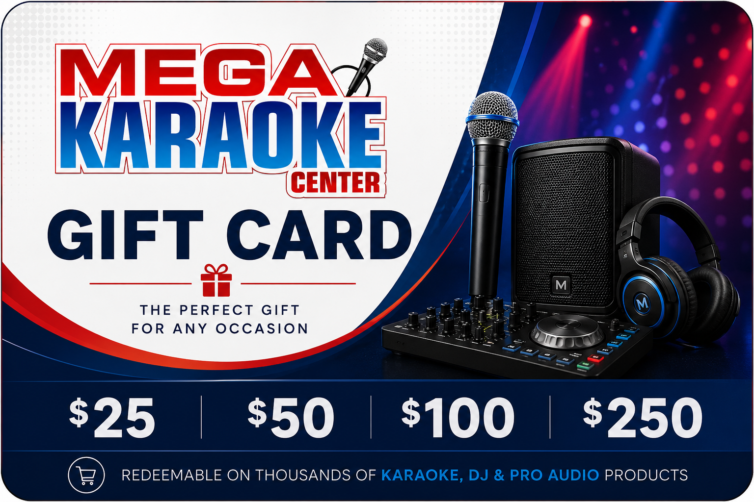 Mega Karaoke DJ Center Gift Card | The Perfect Gift for Karaoke Lovers