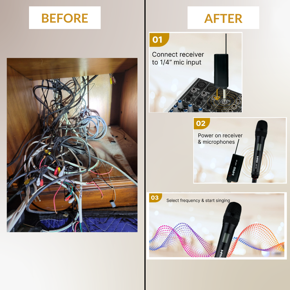 ImPro UHF-89 Dual Wireless Microphones for Karaoke & Events – 20 Selectable Channels, On-Mic Volume Control