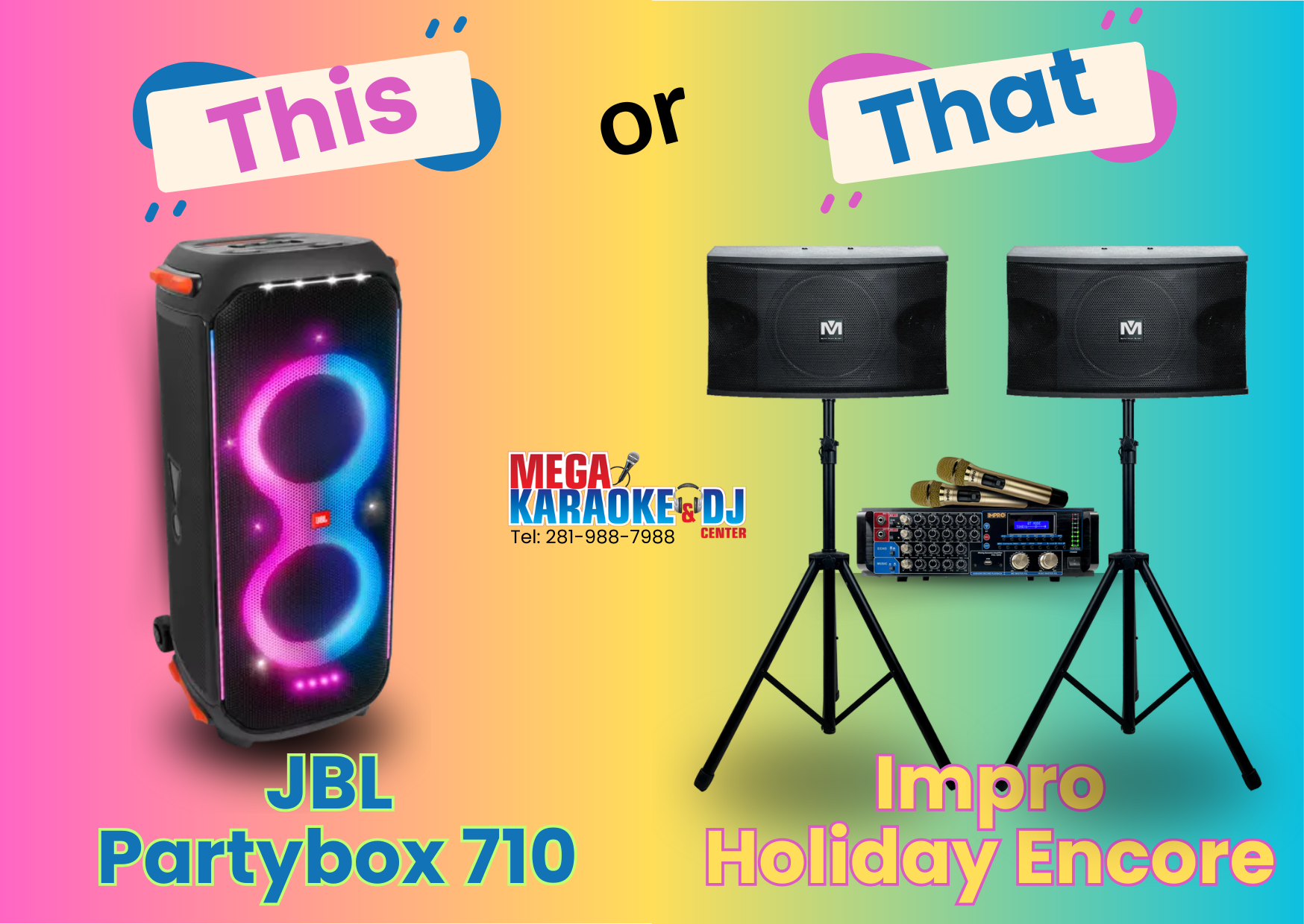 Mega Karaoke DJ Center Spotlight: JBL Partybox 710 vs. Impro Holiday Encore Bundle