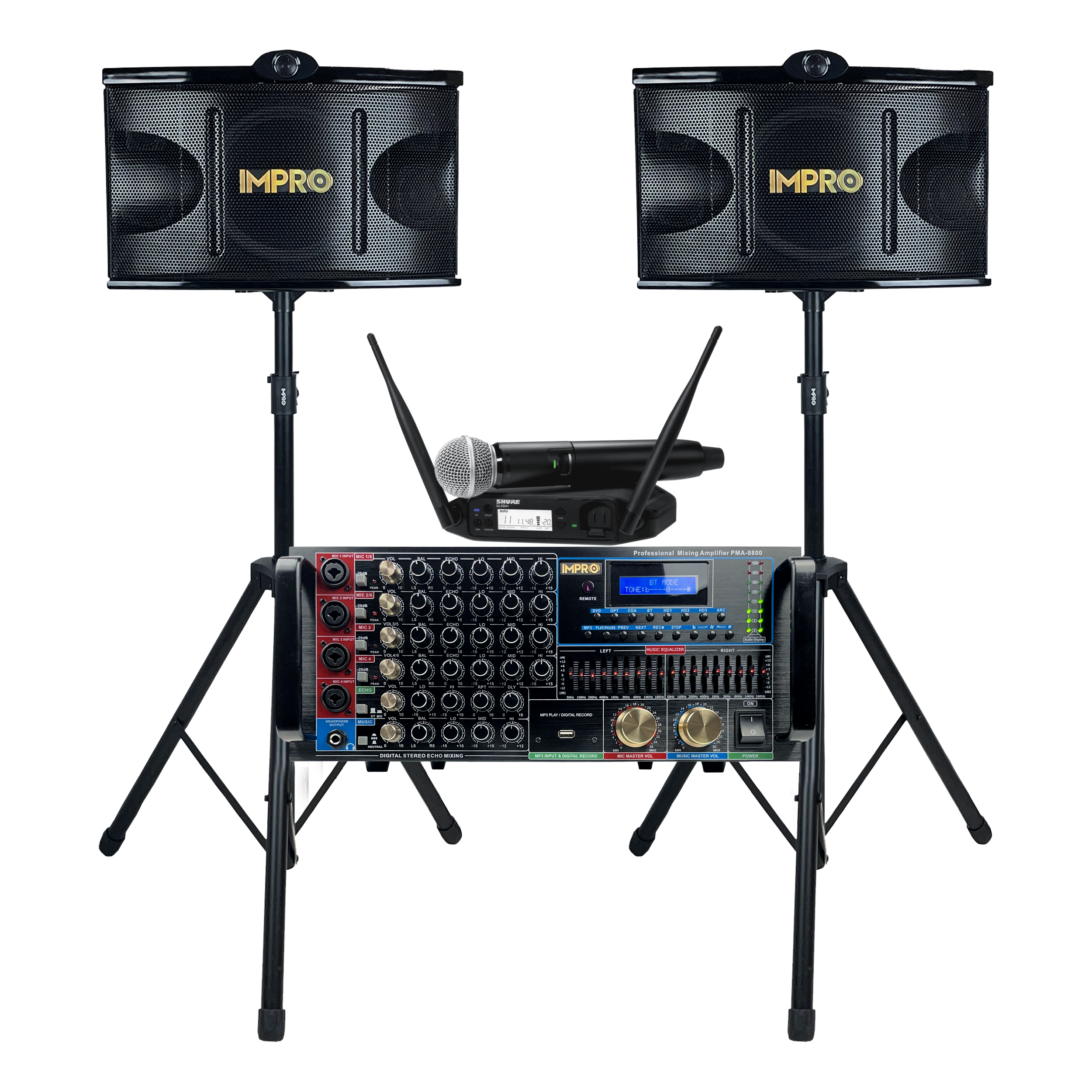 Ultra Elite Bundle with Mixing Amplifier, Speakers, SHURE GLXD24+ Microphones, and Accessories (4 items)