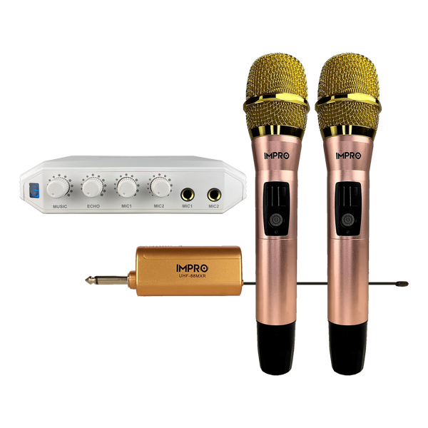 Karaoke Kickstart Dual Bundle: ImPro UHF Wireless Microphones & MX-R88