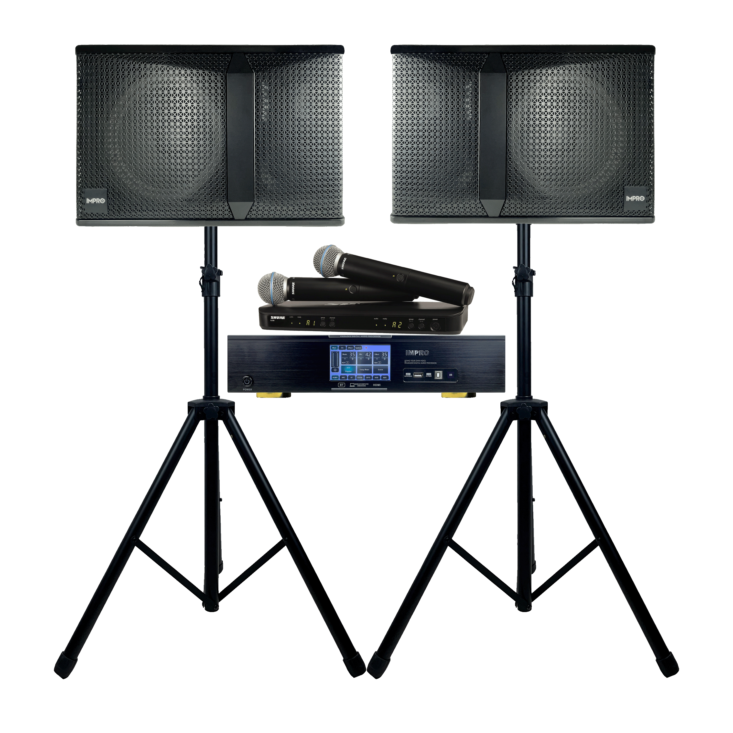 ImPro Star Two Package with Mixing Amplifier, Speakers, Microphones, and Accessories (5 items)