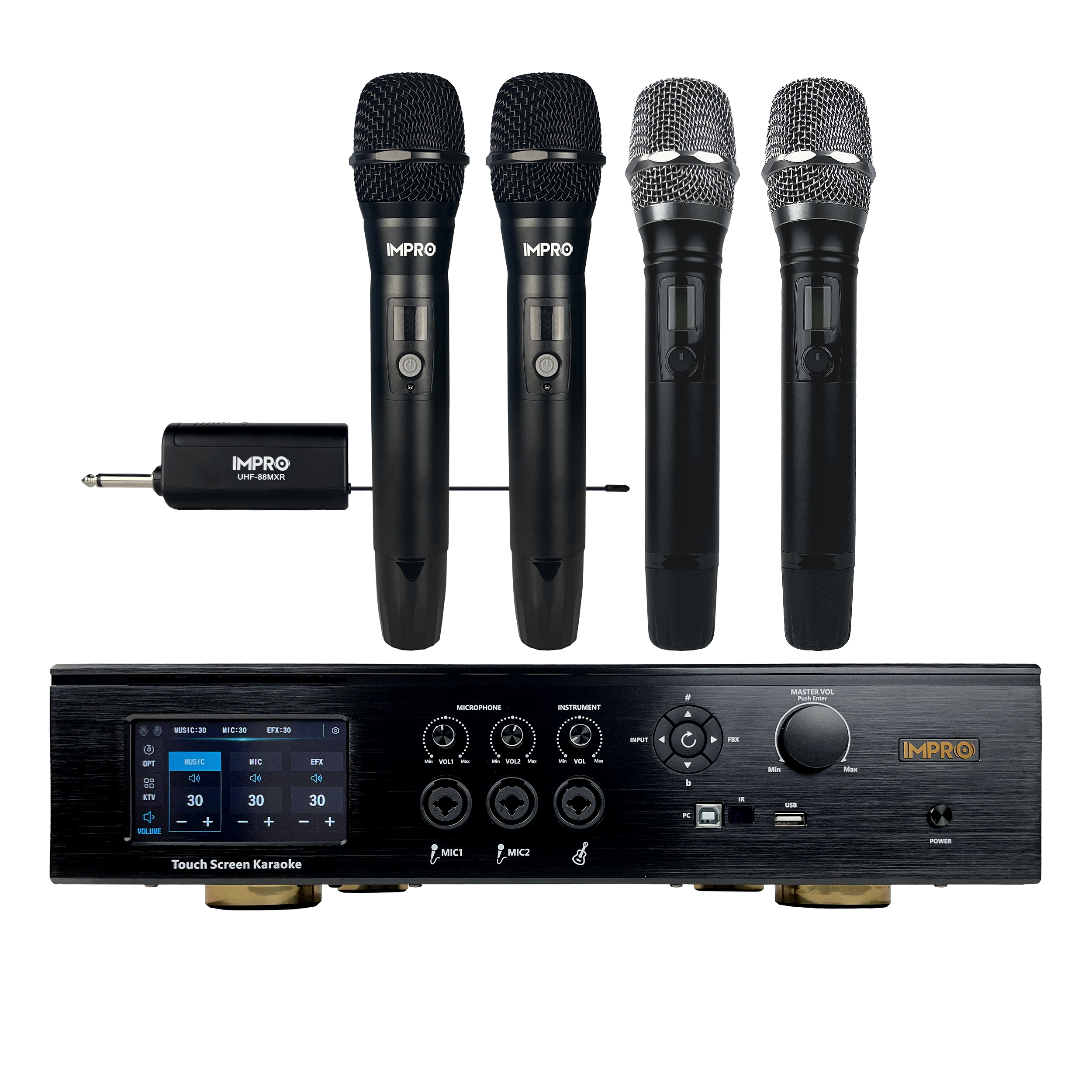 ImPro MA-8 1800W Mixing Amplifier Bundle with ImPro UHF-88MXR Wireless Microphones