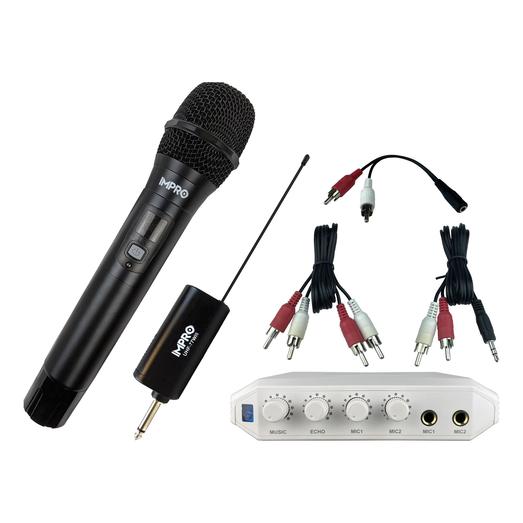 Karaoke Kickstart Bundle: ImPro UHF-77 Wireless Microphone & MX-R88i Compact Mixer