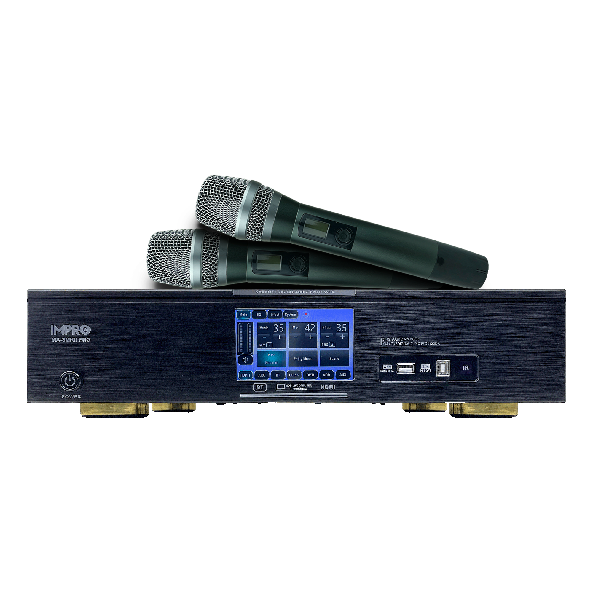 ImPro MA-8MKII 1800W 5-in-1 Karaoke Amplifier: Mixer, Equalizer, Feedback Reducer, and 2 Wireless Mics - Premium Sound for Ultimate Singing Experience