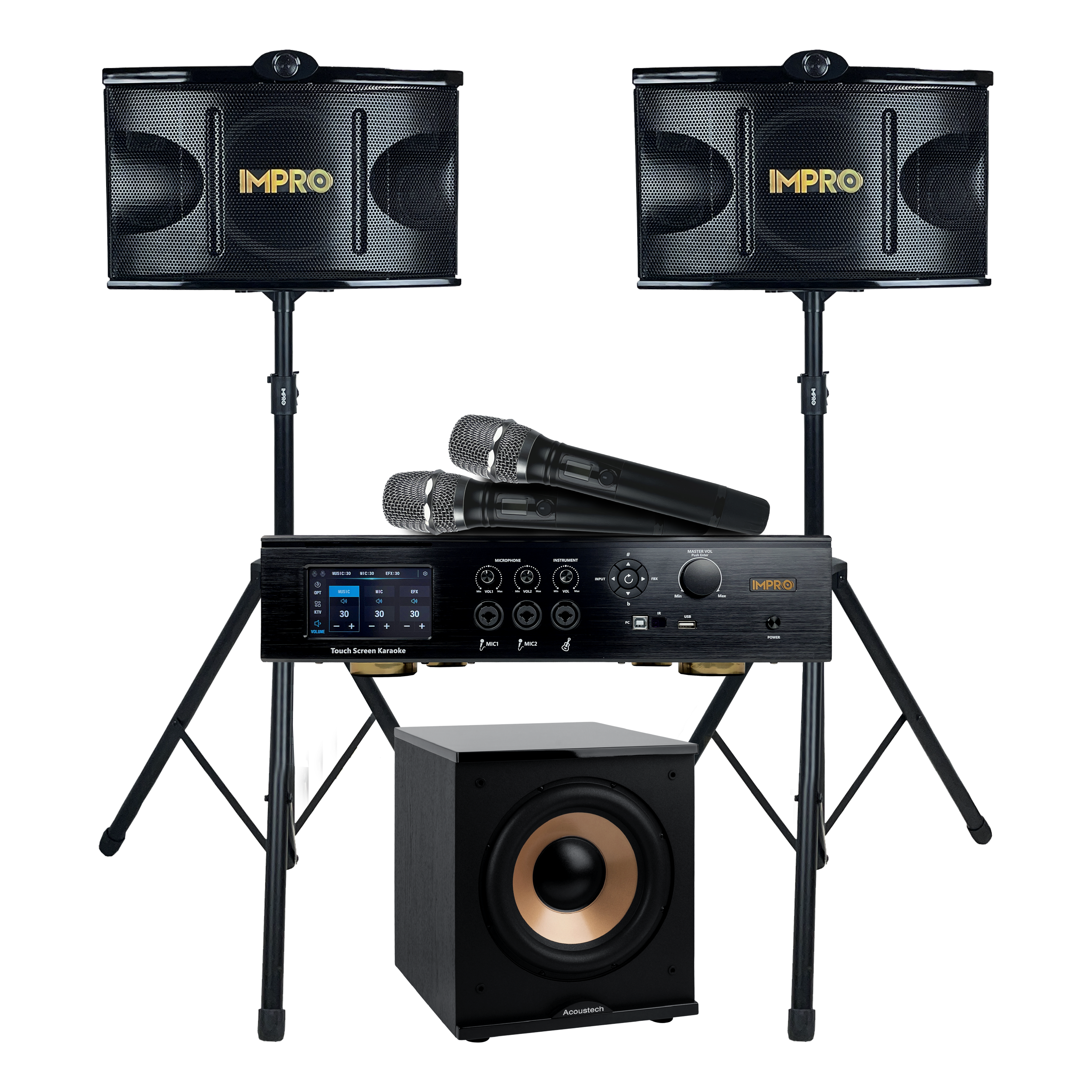 ImPro Encore Elite Plus Bundle with Mixing Amplifier, Speakers, Microphones, Subwoofer and Accessories