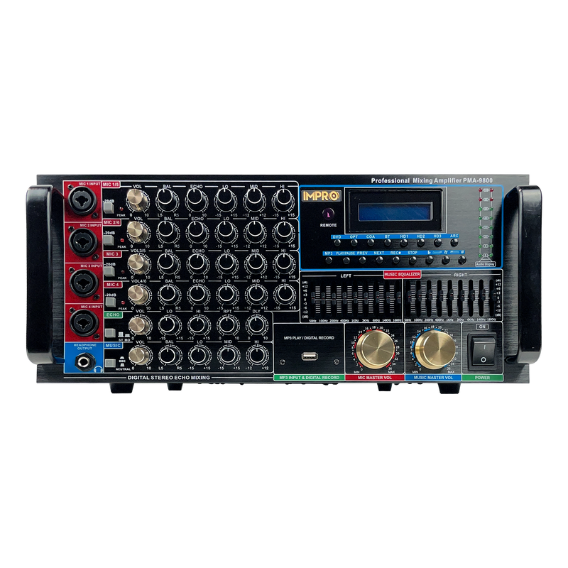 ImPro PMA-9800 1600W Mixing Amplifier Bundle with ImPro UHF-77 Wireless Microphones