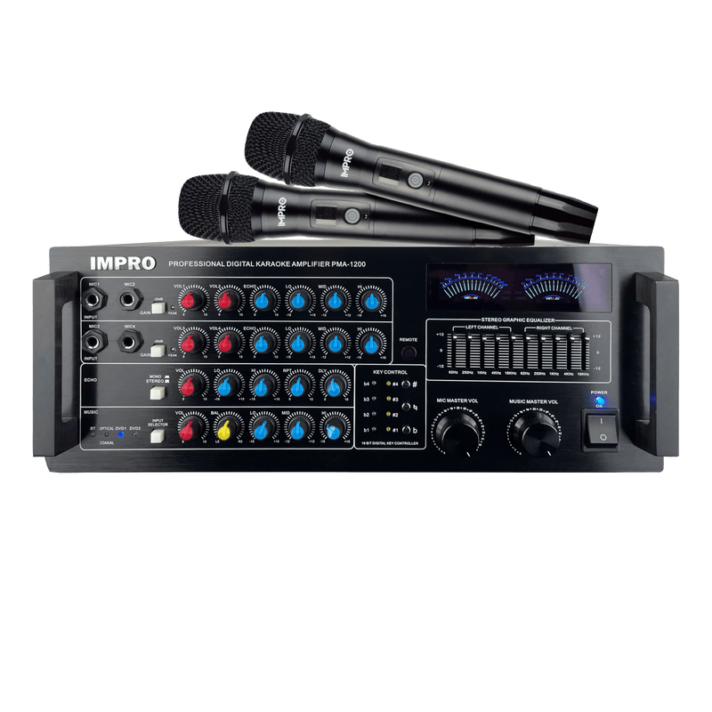 ImPro PMA-1200 1200W Mixing Amplifier Bundle with ImPro UHF-88MXR Wireless Microphones