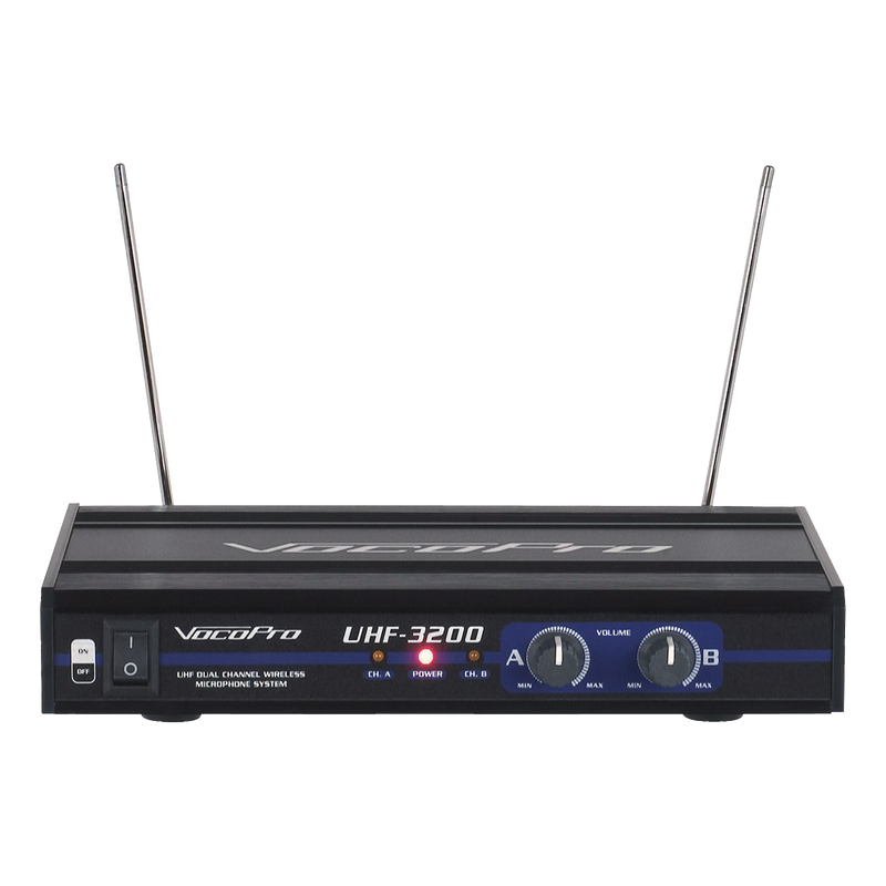 VocoPro UHF-3200 UHF-Dual Channel Wireless Microphone System