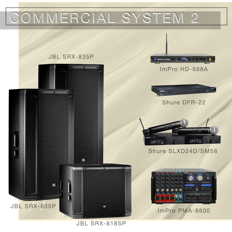 Gói Hệ thống Karaoke Thương mại 2 với Loa JBL, Micro Shure và Đầu phát Karaoke