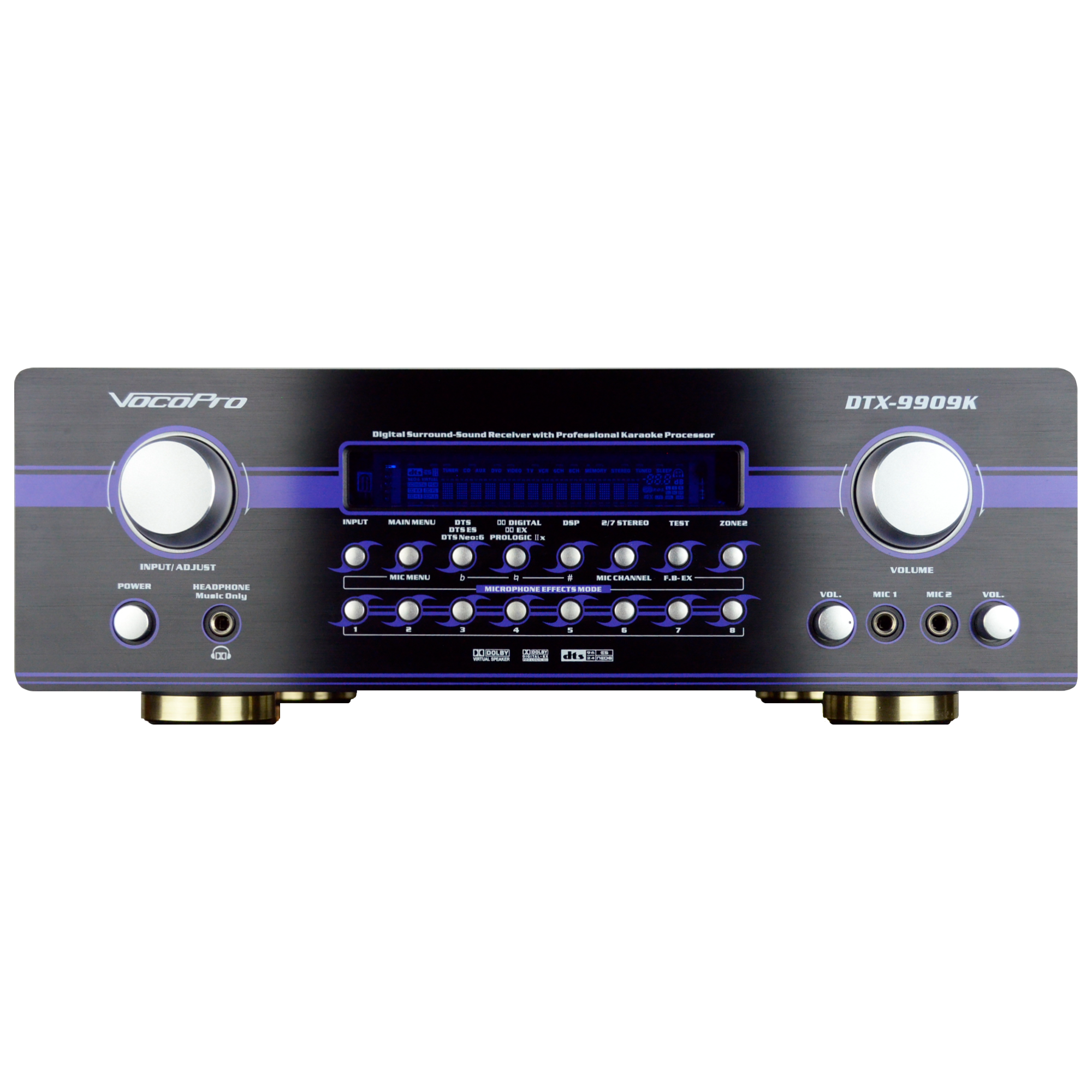 VocoPro DTX-9909K 700W MAX 7.1 Surround Sound Receiver with Professional Karaoke DSP Processing