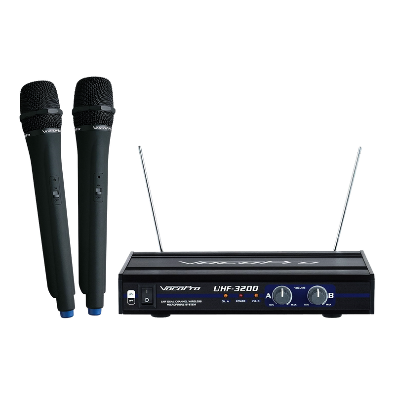 VocoPro UHF-3200 UHF-Dual Channel Wireless Microphone System