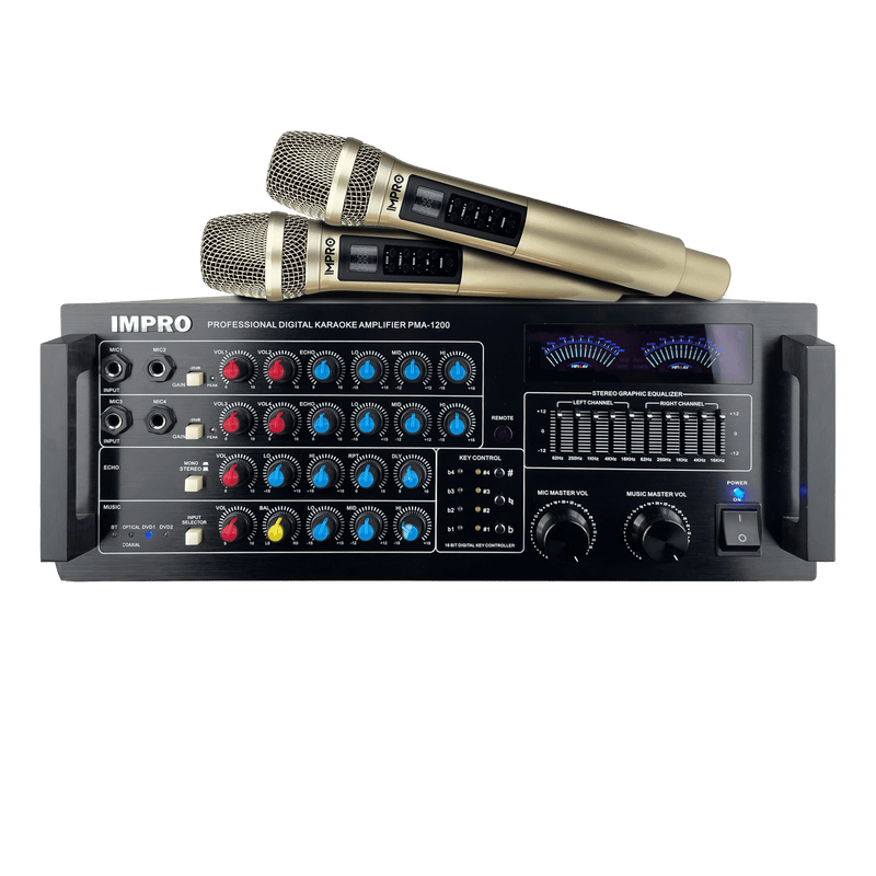 ImPro PMA-1200 1200W Mixing Amplifier Bundle with ImPro UHF-88II Wireless Microphones