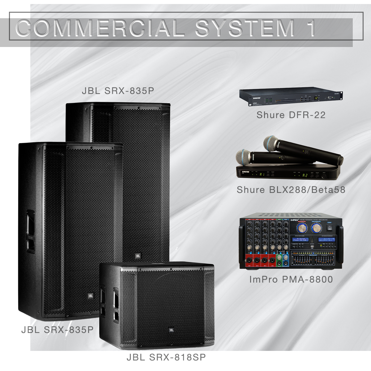 Gói Hệ thống Thương mại 1 Hệ thống Karaoke với Loa JBL và Micro Shure