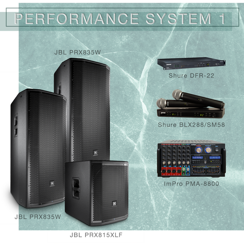Gói Karaoke Performance System 2 với Loa JBL, Đầu phát Karaoke và Micro Shure