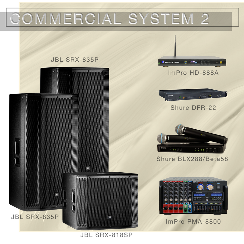 Gói Hệ thống Karaoke Thương mại 2 với Loa JBL, Micro Shure và Đầu phát Karaoke