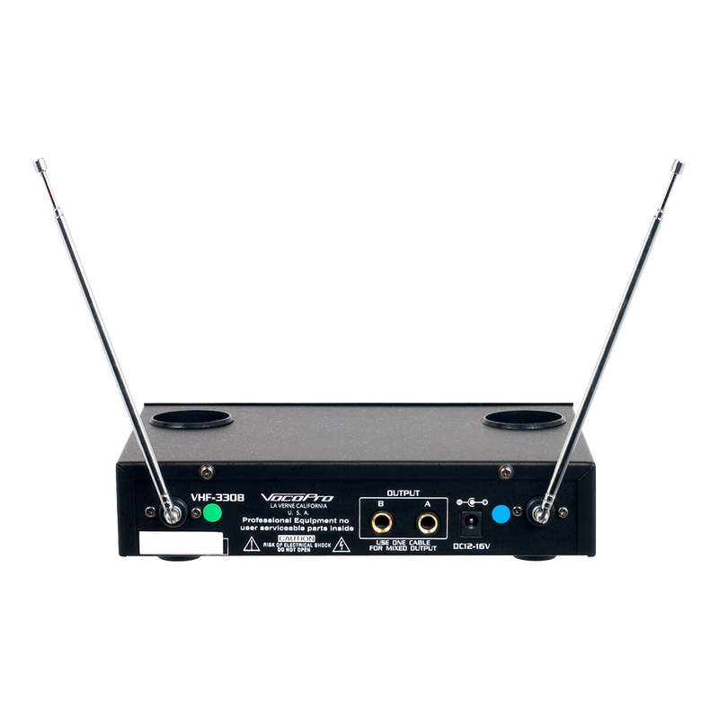 VocoPro VHF-3308 Dual Channel VHF Rechargeable Wireless Microphone System