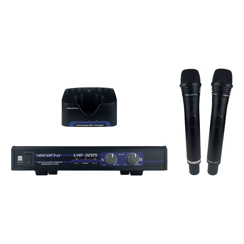 VocoPro UHF-3205 Rechargeable Dual-Channel UHF Wireless Microphone System
