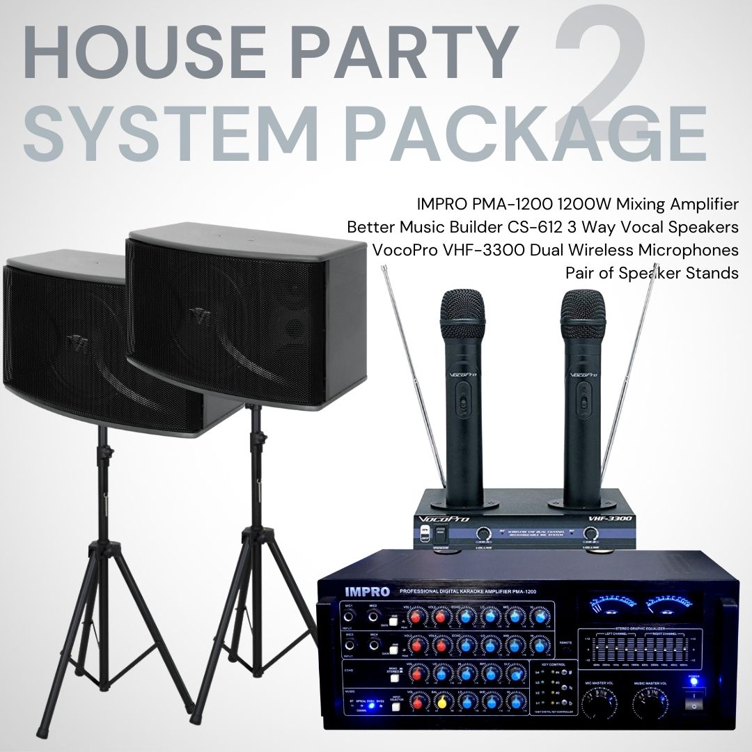 Gói House Party #02: ImPro PMA-1200 + BetterMusicBuilder CS-612 G5 + Chân đế + Micro không dây VocoPro