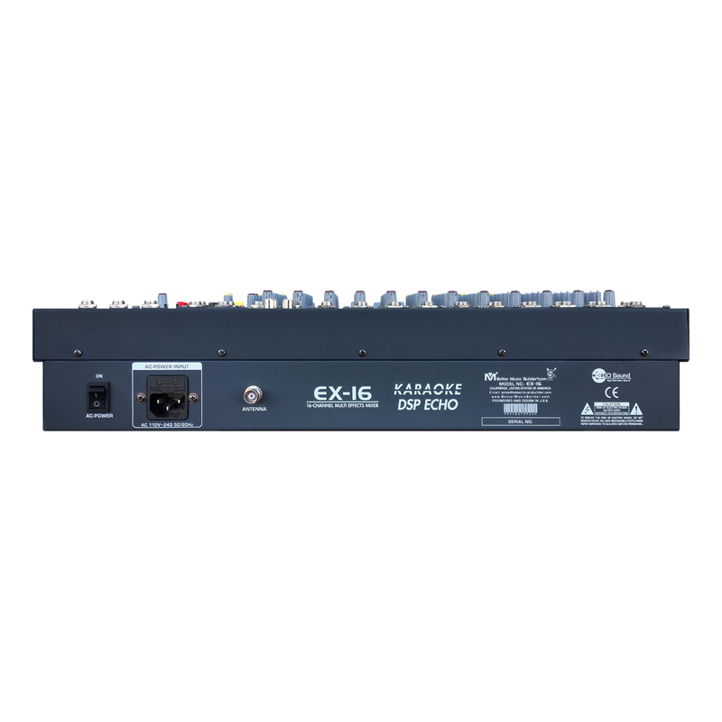 Better Music Builder EX-16 16-Channel Professional DJ / KJ Audio Mixer