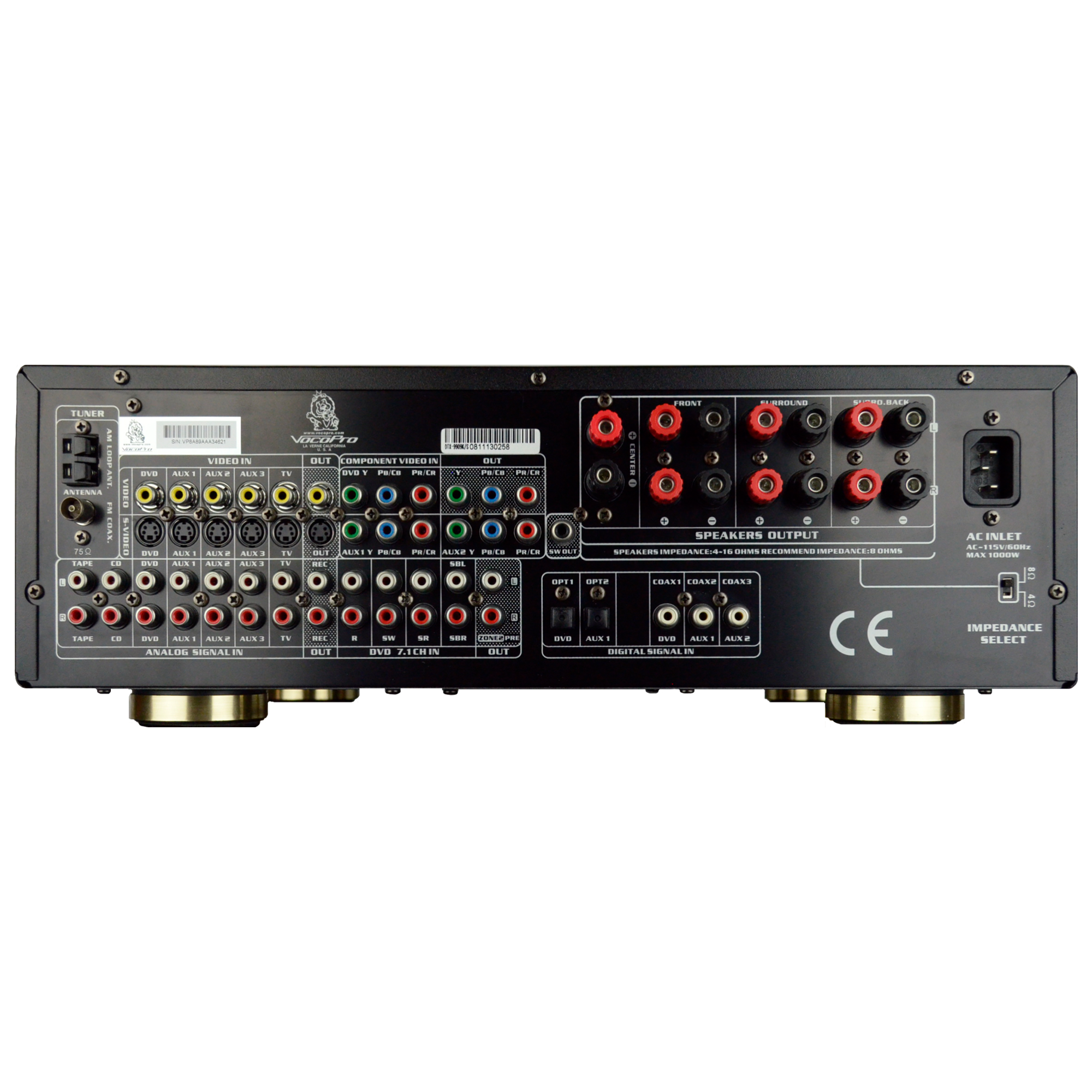 VocoPro DTX-9909K 700W MAX 7.1 Surround Sound Receiver with Professional Karaoke DSP Processing