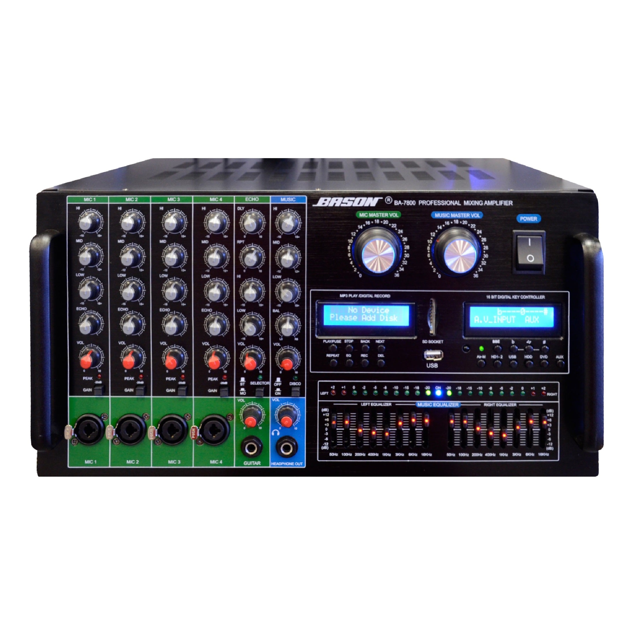 Bason BA-7800 1400W Professional Mixing Amplifier with Optical Input for Smart TV Karaoke