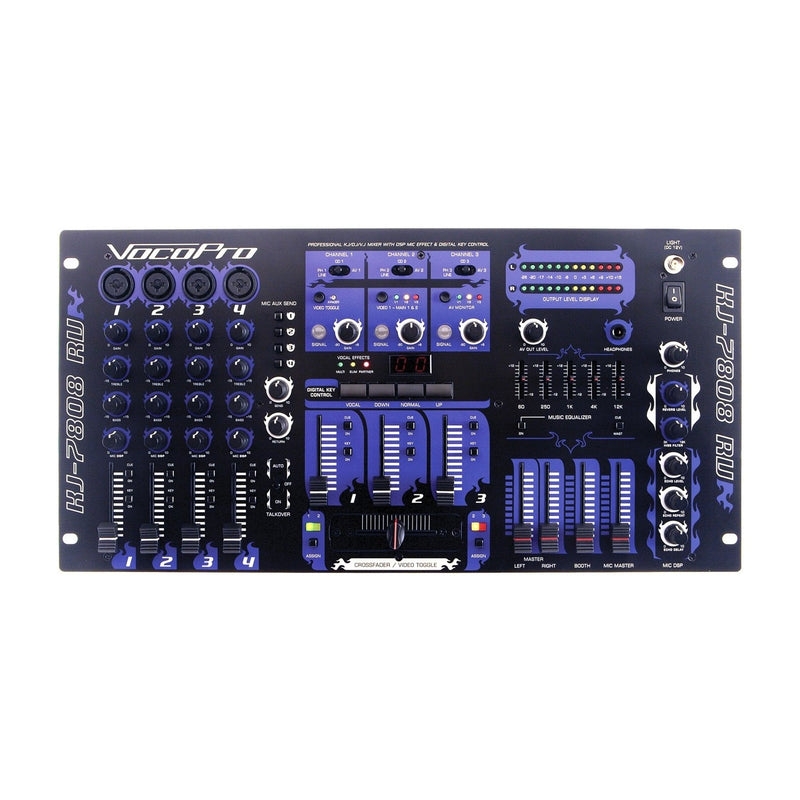 VocoPro KJ-7808RV Professional KJ/DJ/VJ Mixer with DSP Mic Effect and Digital Key Control