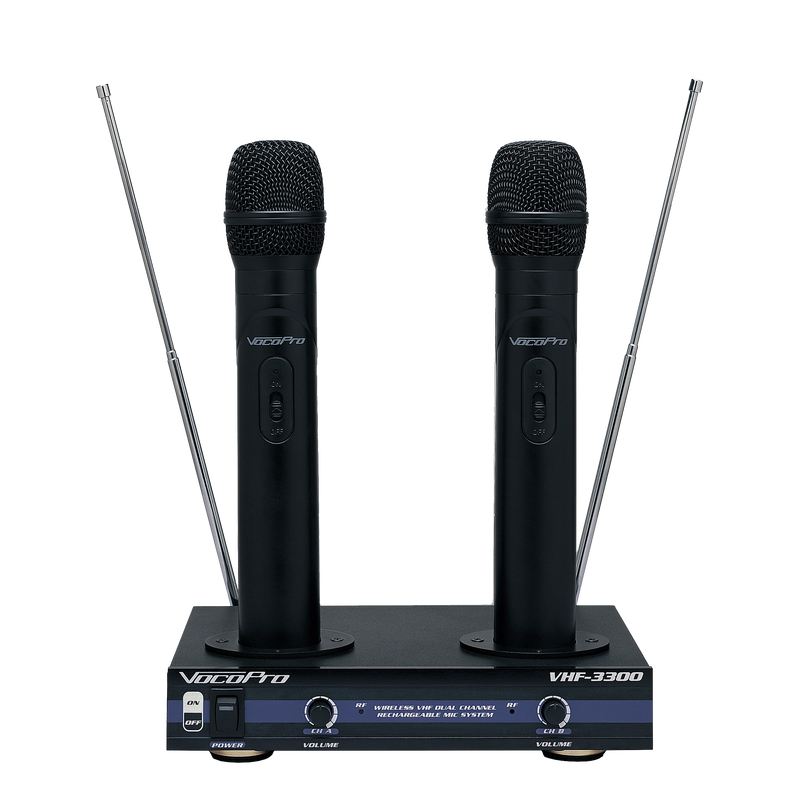 VocoPro VHF-3300 Dual Wireless Rechargeable Mic System