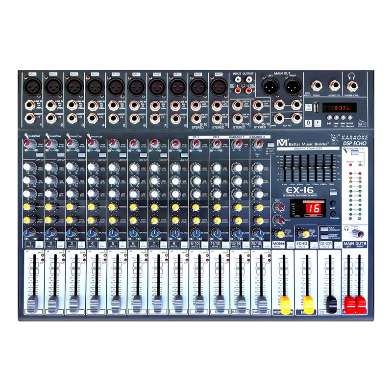 Better Music Builder EX-16 16-Channel Professional DJ / KJ Audio Mixer