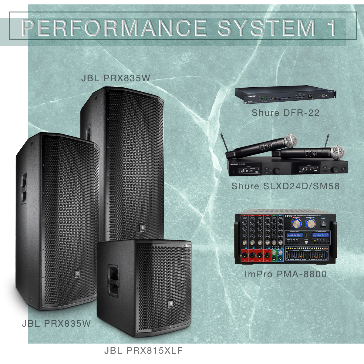 Performance System 2 Karaoke Package with JBL Speakers, Karaoke Player, and Shure Microphones